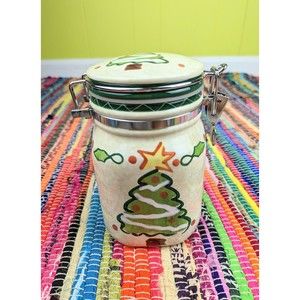 VTG 2000 Hausenware Mary Jane Mitchell Christmas Holiday Canister Jar 6.5" EUC